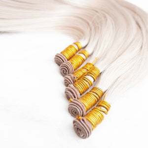 Platinum Ash Blonde Hand Tied Weft Hair Extensions #65